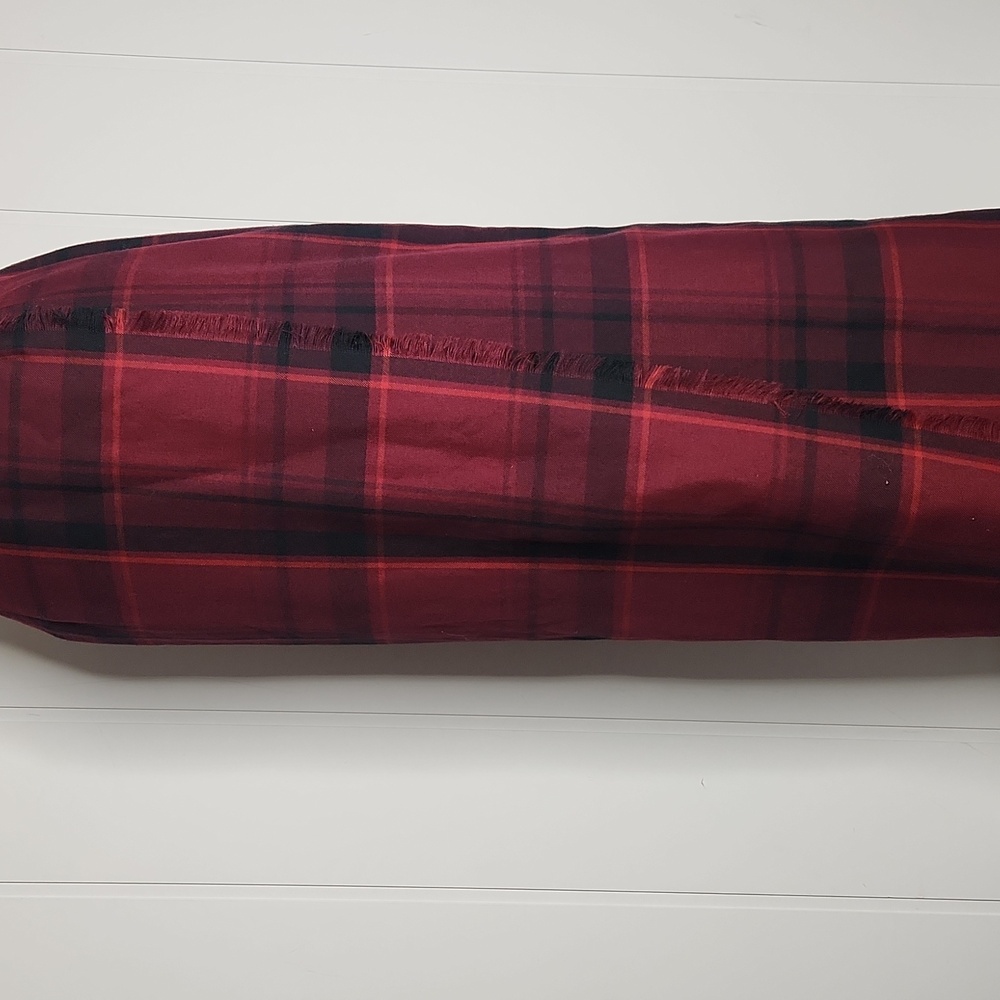 Y2K Red Plaid Side Fringe Classic Office Holiday Wrap Maxi Skirt - Picture 3 of 9